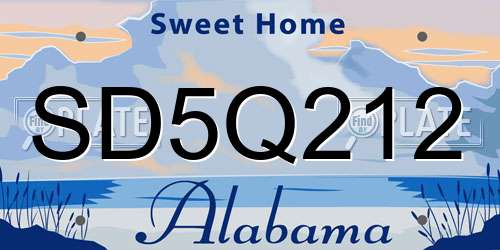 SD5Q212 Alabama License Plate