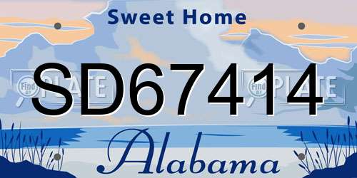SD67414 Alabama License Plate