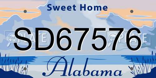 SD67576 Alabama License Plate