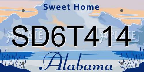 SD6T414 Alabama License Plate