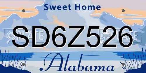 SD6Z526 Alabama License Plate