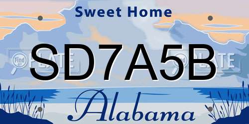 SD7A5B Alabama License Plate