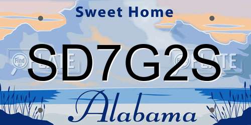 SD7G2S Alabama License Plate