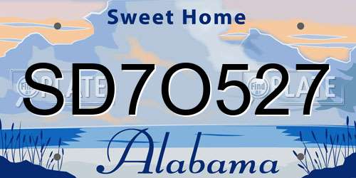 SD7O527 Alabama License Plate