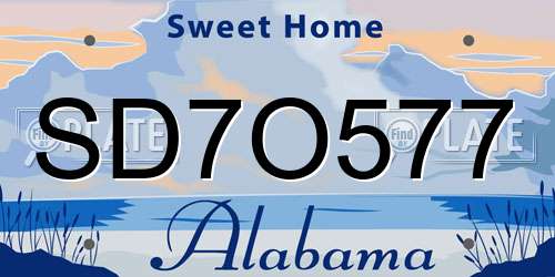 SD7O577 Alabama License Plate