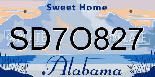 SD7O827 Alabama License Plate