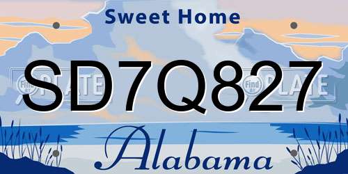 SD7Q827 Alabama License Plate