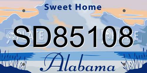SD85108 Alabama License Plate