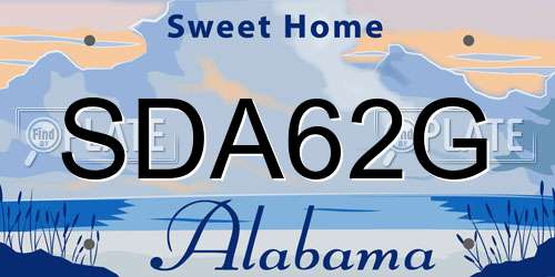 SDA62G Alabama License Plate