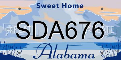 SDA676 Alabama License Plate