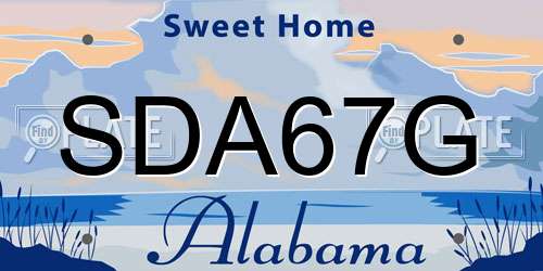 SDA67G Alabama License Plate