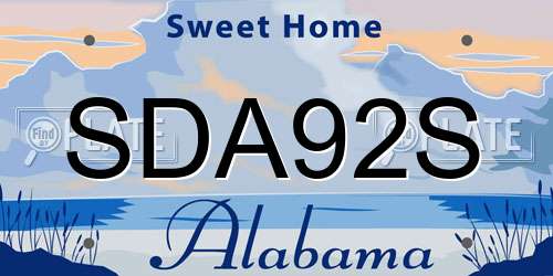 SDA92S Alabama License Plate