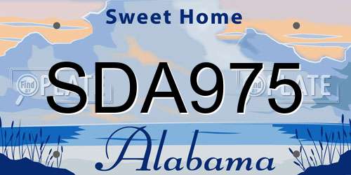 SDA975 Alabama License Plate