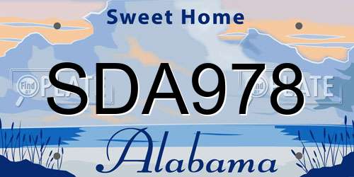 SDA978 Alabama License Plate