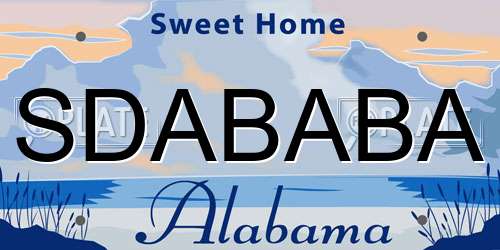 SDABABA Alabama License Plate