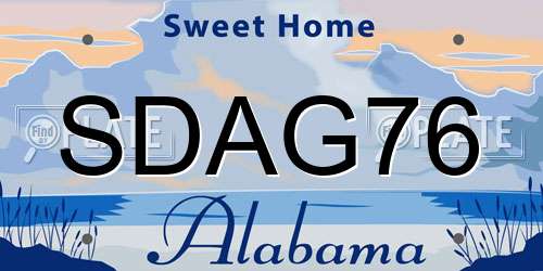SDAG76 Alabama License Plate