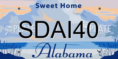 SDAI40 Alabama License Plate