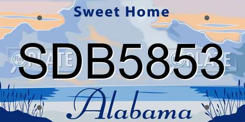 SDB5853 Alabama License Plate