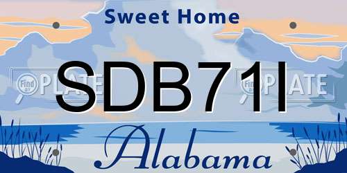 SDB71I Alabama License Plate