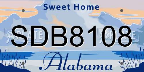 SDB8108 Alabama License Plate