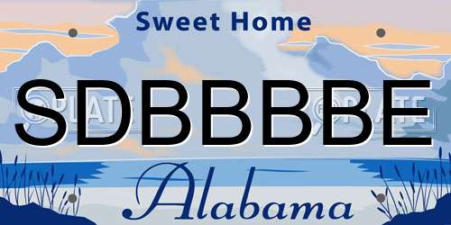 SDBBBBE Alabama License Plate