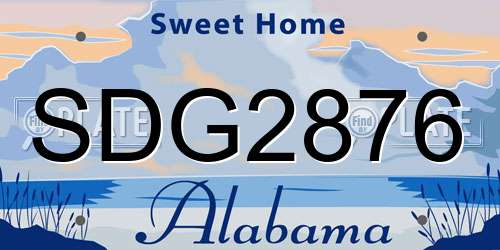 SDG2876 Alabama License Plate