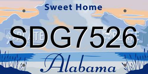 SDG7526 Alabama License Plate