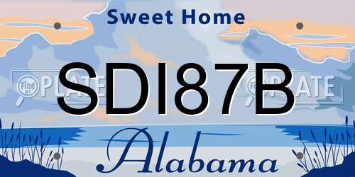 SDI87B Alabama License Plate