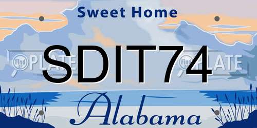 SDIT74 Alabama License Plate