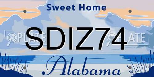 SDIZ74 Alabama License Plate