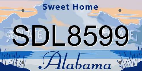 SDL8599 Alabama License Plate