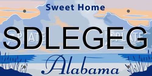 SDLEGEG Alabama License Plate