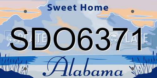 SDO6371 Alabama License Plate