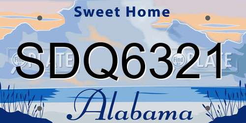 SDQ6321 Alabama License Plate