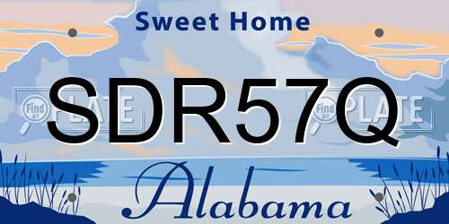 SDR57Q Alabama License Plate