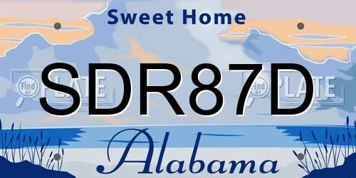 SDR87D Alabama License Plate