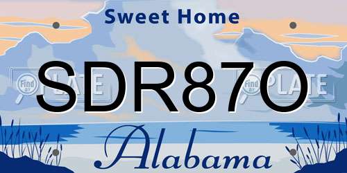 SDR87O Alabama License Plate