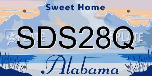 SDS28Q Alabama License Plate