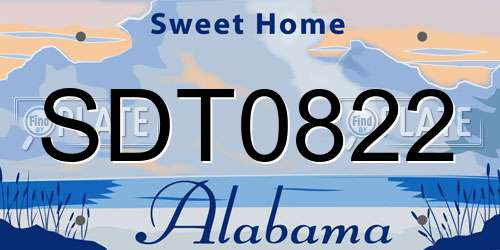SDT0822 Alabama License Plate