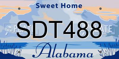 SDT488 Alabama License Plate