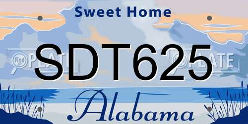 SDT625 Alabama License Plate