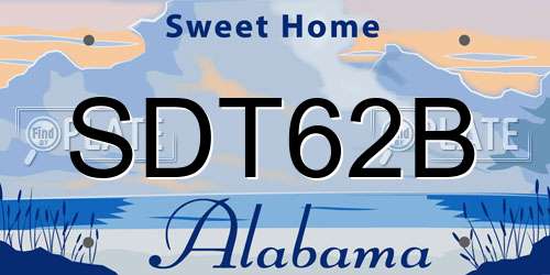 SDT62B Alabama License Plate