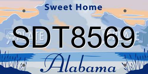 SDT8569 Alabama License Plate