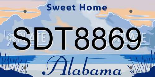 SDT8869 Alabama License Plate