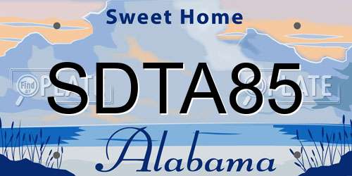 SDTA85 Alabama License Plate