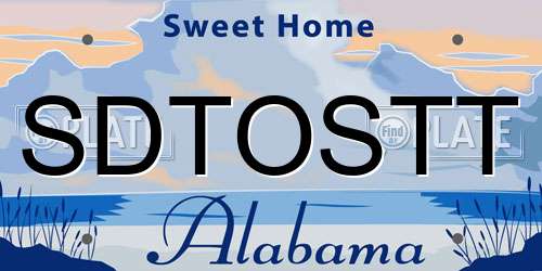 SDTOSTT Alabama License Plate