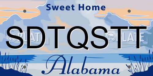 SDTQSTT Alabama License Plate