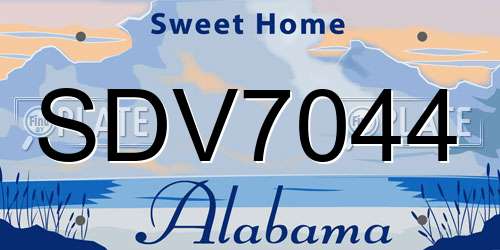 SDV7044 Alabama License Plate