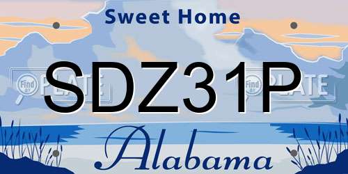 SDZ31P Alabama License Plate
