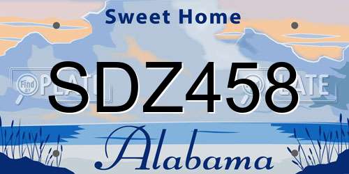 SDZ458 Alabama License Plate